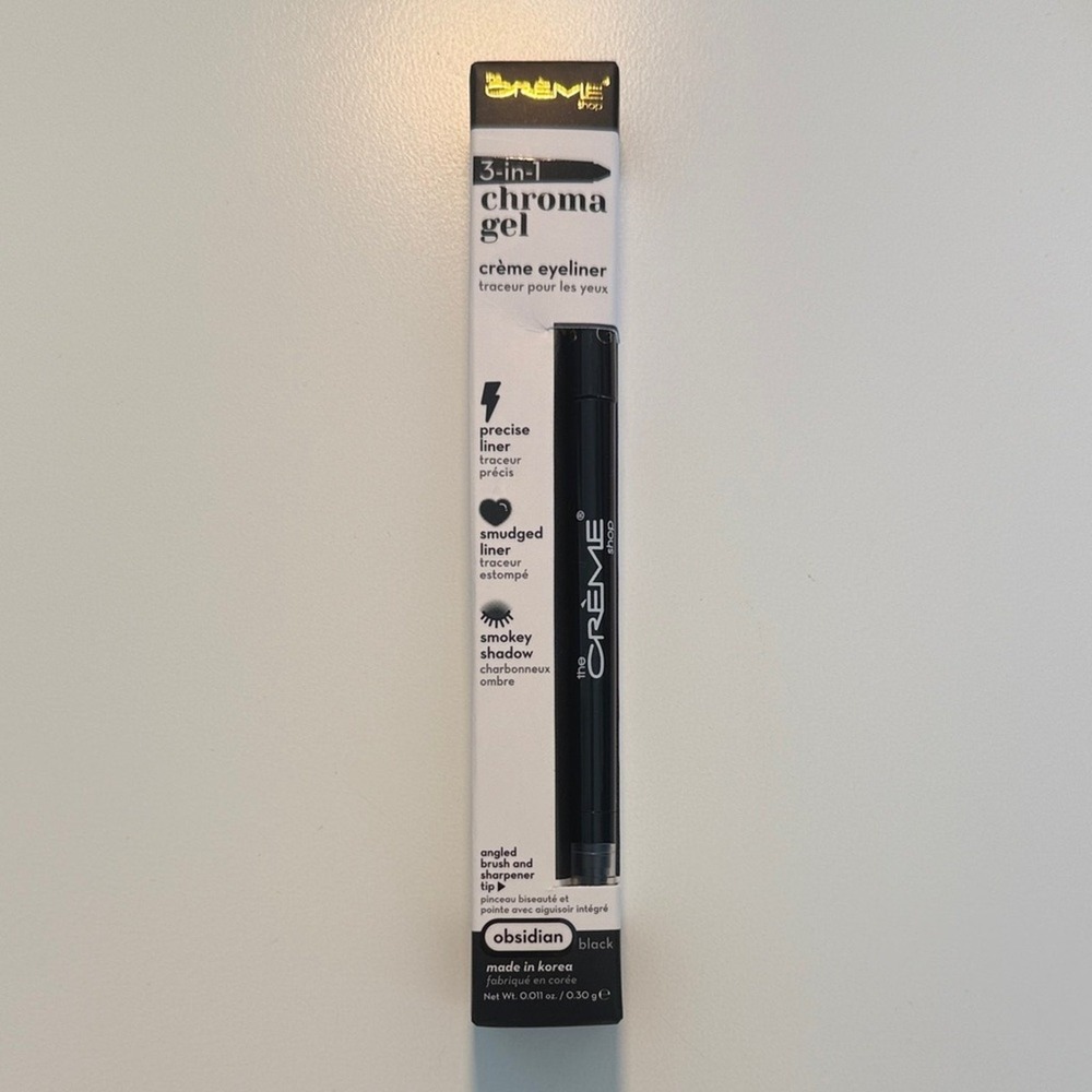The Creme Shop 3 in 1 Chroma Gel Creme Eyeliner Obsidian Black Long Wear‎